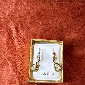 Elegant Gold  14 Kt and Silver Drop Earrings